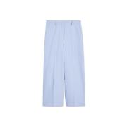 Max Mara Zircone Bomull och Linne Ankelbyxor Blue, Dam