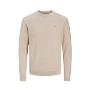 Jack & Jones Bomull Stickad Crew Neck Tröja Beige, Herr