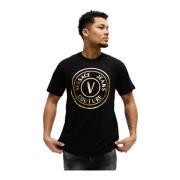 Versace Jeans Couture Multifärgad Logotyp Bomull T-shirt Black, Herr