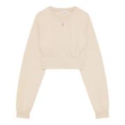 Patrizia Pepe Beige Cropped Bomullströja Beige, Dam