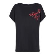 Balmain Kortärmad Läppstift T-shirt Black, Dam