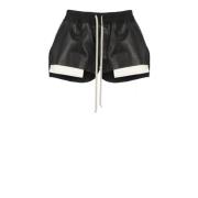 Rick Owens Svarta Läder Elastiska Midjeshorts Black, Dam