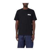 MSGM Svart Bomull T-shirt med Logotyptryck Black, Herr