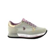 U.S. Polo Assn. Beige/Lila Sneakers Multicolor, Dam