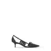 PINKO Svart läder slingback med pil tå Black, Dam