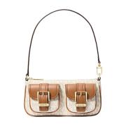 Michael Kors Vanilla/Acorn Konvertibel Pouchette Väska Multicolor, Dam