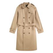 A.P.C. Greta Vattentät Bomull Trenchcoat Beige, Dam