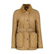 Burberry Quiltad Nylonjacka med Sammet Krage Beige, Dam