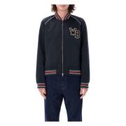 WALES BONNER Marin Marvel Varsity Jacka Aw24 Blue, Herr