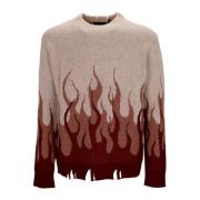 VISION OF SUPER Flames Broderad Crew Neck Tröja Multicolor, Herr