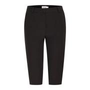 ICHI Svarta Slim-Fit Capri Byxor Black, Dam