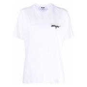 MSGM Avslappnad Bomull T-shirt White, Dam