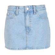 Calvin Klein Jeans Denim Minikjol 100% Bomull Blue, Dam