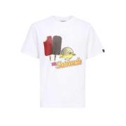 ICECREAM Bomull T-shirt med Front Print White, Herr