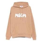 MSGM Beige tröja med huva och logotyp Beige, Herr