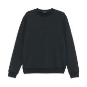 Herno Midnattsblå Sweatshirt med Broderat Logotyp Blue, Herr