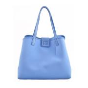 Marella Neopren Shopper Väska med Dragkedja Stängning Blue, Dam