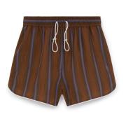 WALES BONNER Herringbone Wool Life Shorts Brown, Dam