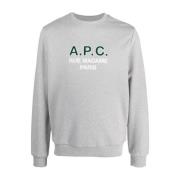 A.P.C. Logo Sweatshirt Grå Gray, Herr