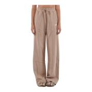 MSGM Bomulls Joggingbyxor med Elastisk Midja Beige, Dam