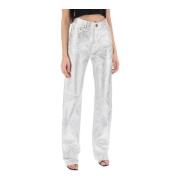 ROTATE Birger Christensen Metallic Coated Denim Jeans Gray, Dam