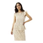 IN FRONT Broderad Luis Blus Natur Beige, Dam