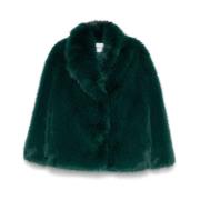 STAND STUDIO Faux Fur Hunter Jacka Svart Teal Green, Dam