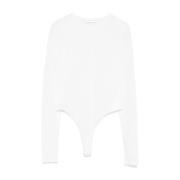 WARDROBE.NYC Polka Dot Bodysuit White, Dam