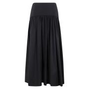 STAUD Flowy Midi Kjol i Procida Stil Black, Dam