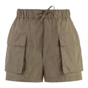 MSGM Elastisk Midja Tygshorts med Fickor Green, Dam