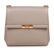 Dolce & Gabbana Marlene Axelväska i Taupe Läder Beige, Dam