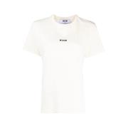 MSGM Kortärmad Logotyp T-shirt Elfenben Beige, Dam