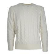 CASHMERE COMPANY Mäns Flätad Cashmere Tröja White, Herr