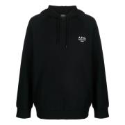 A.P.C. Logobroderad Hoodie Black, Herr