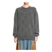 UMA WANG Rutig Ull Cashmere Stickad Topp Gray, Herr