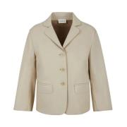 P.A.R.O.S.H. Stucco Blazer Läderjacka Kvinnor Beige, Dam