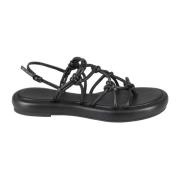 STUDIO AMELIA Chunky Flat Sandaler Black, Dam