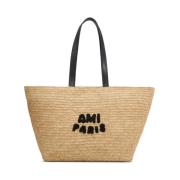 Ami Paris Ljus Beige Topp Handväska Beige, Dam