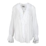 Dondup Bomull Viskos Blus White, Dam