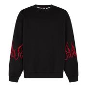 VISION OF SUPER Flames Broderad Crewneck Sweatshirt Svart/Röd Black, H...