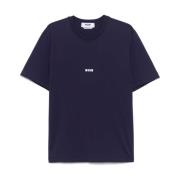 MSGM Blå Bomull T-shirt med Logotyptryck Blue, Herr