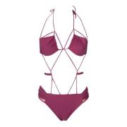 NENSI DOJAKA Peonia Gathered Bra Swimsuit Purple, Dam