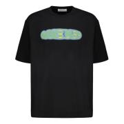 AMBUSH Räfflad Halsring Bomull T-shirt Framtryck Black, Herr