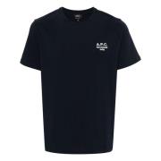 A.P.C. Bomull T-shirt med Designers kod Blue, Herr