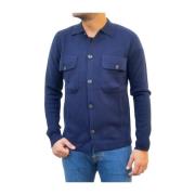 L.B.M. 1911 Stilren Stickad Cardigan Tröja Blue, Herr