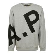 A.P.C. Grå Bomull Logo Print Sweatshirt Gray, Herr