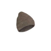 ISABEL BENENATO Taupe Yak Beanie Ribbstickad Unisex Beige, Dam