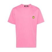 BARROW Stilren T-shirt med Ansiktsmotiv Pink, Herr