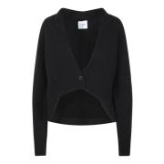 NUDE Räfflad Mini Cardigan Stickad Black, Dam