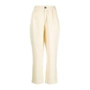 SIEDRÉS Beige Linne Plisserade Byxor Beige, Dam